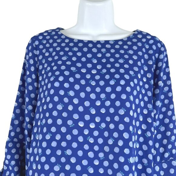 Lilly Pulitzer Langston Top XS Blue Polka Dot‎ Spotted Tie Sleeve TP-2888 - Picture 3 of 6
